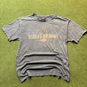 Harley Davidson Y2K Grunge Distressed Ocala Florida T-Shirt Gray Graphic Tee XL